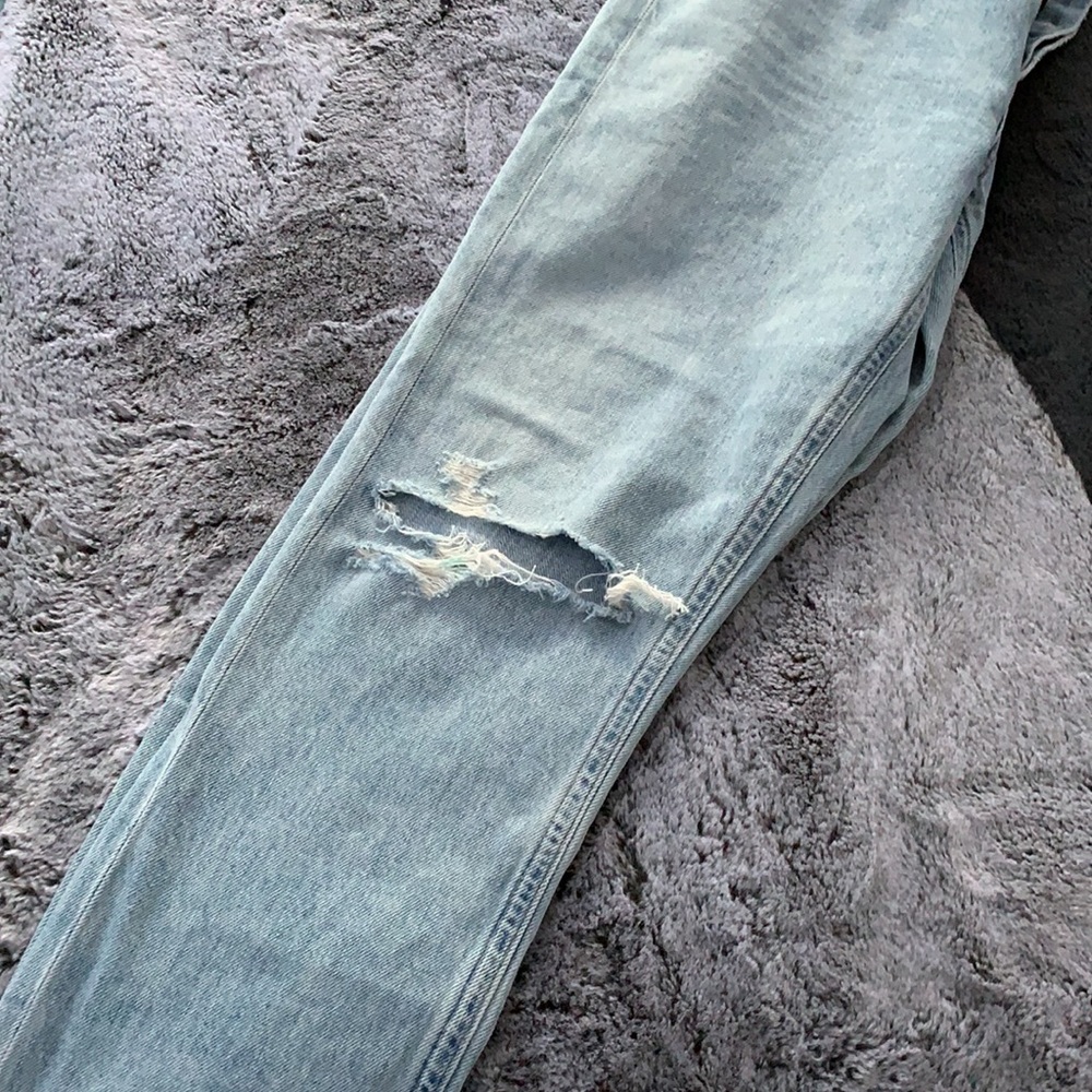Agolde Light Blue Riley Ripped Jeans 25 - Picture 4 of 5